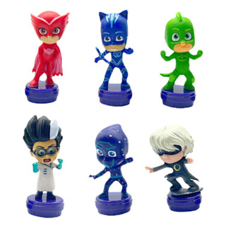 ตุ๊กตาฟิกเกอร์ PJ Masks Connor Greg Amaya Romeo Luna Girl ขนาดเล็ก ของเล่นสําหรับเด็ก 6 ชิ้น