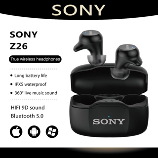 Sony  z26 ชุดหูฟังอินเอียร์ บลูทูธไร้สาย V5.0 สเตอริโอ HiFi พร้อมกล่องชาร์จ สําหรับเล่นกีฬา