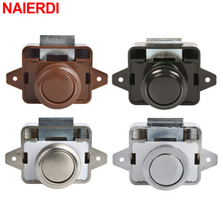 Naierdi ปุ่มล็อกลิ้นชัก ตู้ และเฟอร์นิเจอร์ แบบกด ขนาด 26 มม. สีดํา