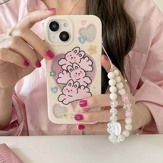 เคสโทรศัพท์มือถือ TPU แบบนิ่ม ลายกระต่ายสามตัว แต่งกลิตเตอร์ สําหรับ iphone 14 Pro Max 13 Pro Max 12 Pro Max