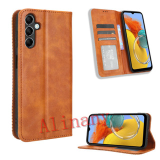 กรณี Samsung Galaxy M14 5G ฝาครอบกรณี Flip Leather Phone Casing Samsung M14 5G Back Cover