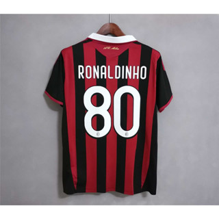 เสื้อกีฬาแขนสั้น ลายทีมชาติฟุตบอล MALDINI PATO 09-10 AC Milan RONALDINHO คุณภาพสูง สไตล์เรโทร