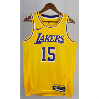 hot pressed 2023 nba Los Angeles Lakers No. 15 Reaves yellow basketball jersey