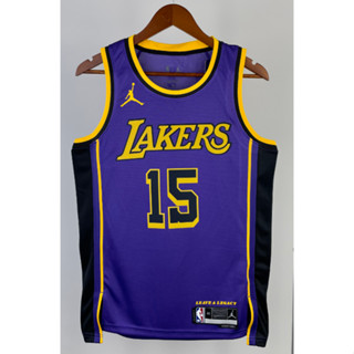 hot pressed 2023 nba Los Angeles Lakers No. 15 Reaves purple basketball jersey