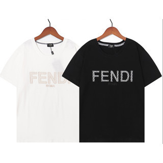 Fend1 เสื้อยืดแขนสั้น ผ้าฝ้าย ปักลาย สไตล์บูติก แฟชั่นฤดูร้อน