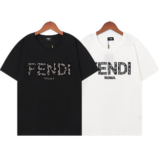 Fend1 เสื้อยืดแขนสั้น ผ้าฝ้าย ปักลาย สไตล์บูติก แฟชั่นฤดูร้อน