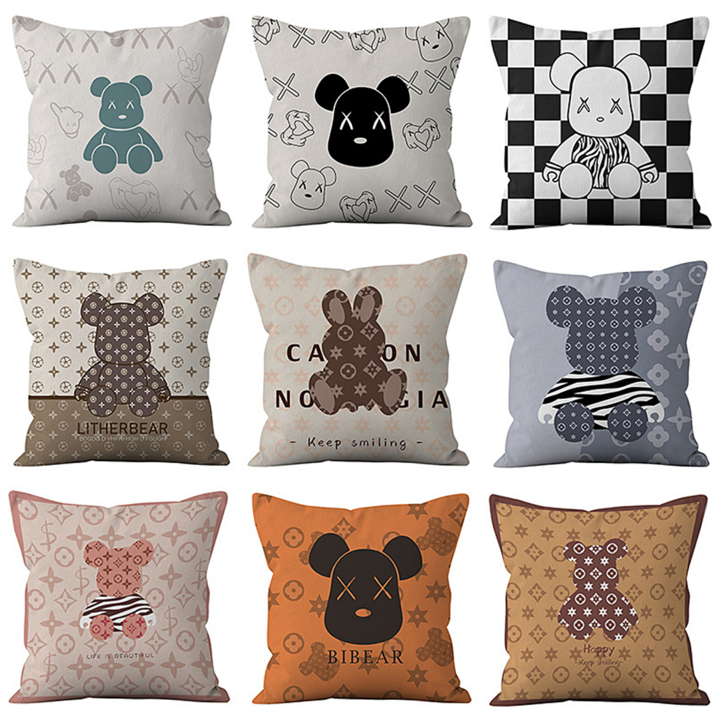 <COD> 70x70.60x60.50x50.45x45.40x40.ปลอกหมอนอิง ลายหมี สําหรับตกแต่งโซฟา ห้องนั่งเล่น