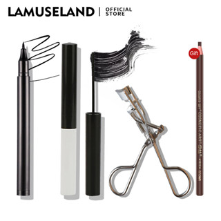 [พร้อมของขวัญ] Lamuseland 3 ชิ้น MAKEUP SET มาสคาร่า กันน้ํา ติดทนนาน อายไลเนอร์ สีดํา หวีดัดขนตา พร้อมดินสอเขียนคิ้วฟรี