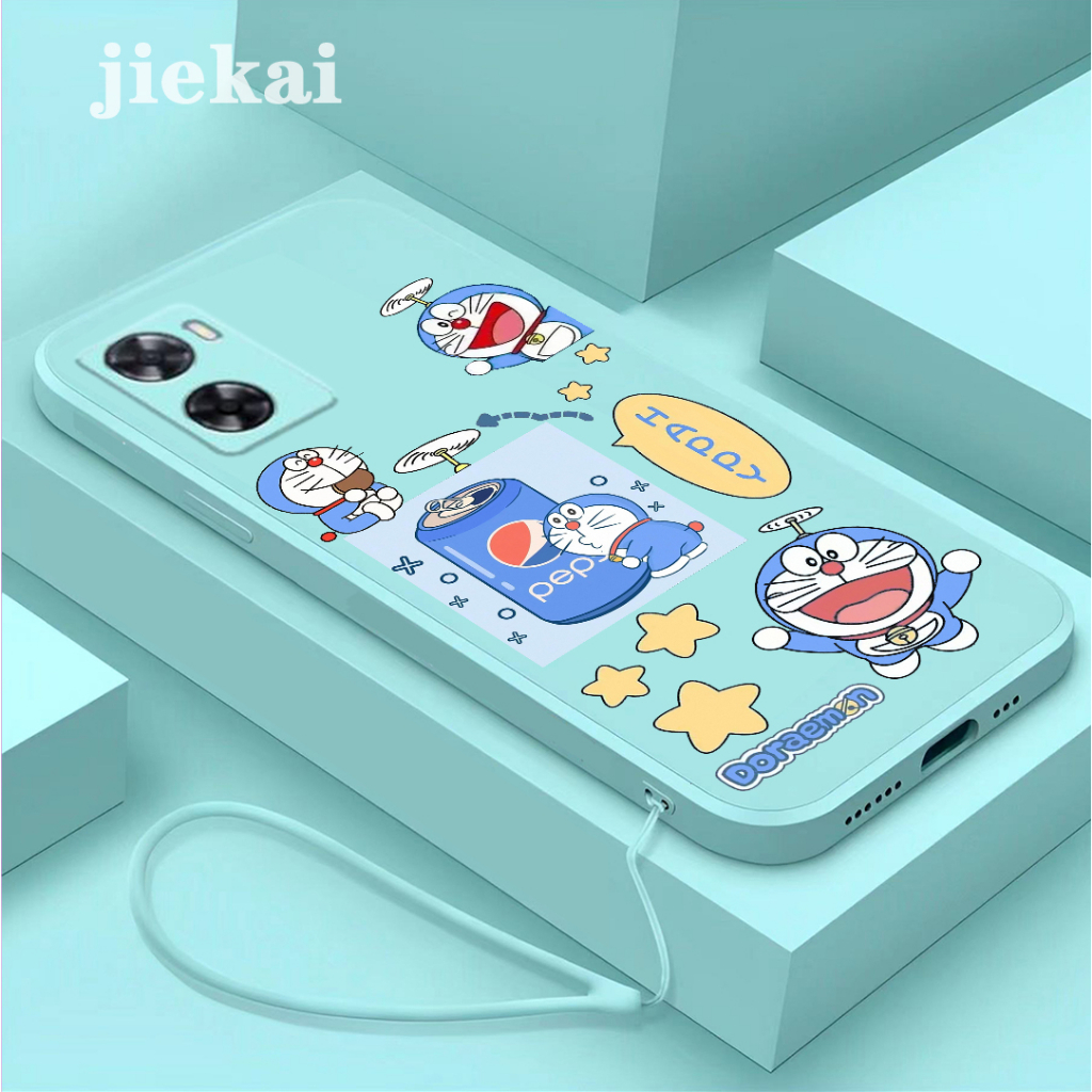 เคสโทรศัพท์มือถือ ซิลิโคน กันกระแทก ลายการ์ตูนโดราเอมอน แมวน่ารัก สําหรับ OPPO A57 2022