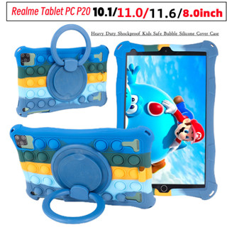 For Realme Tablet PC 10.1 11.0 11.6 8.0 inch P20 Android Tablet 360 Rotatable Stand Cover 2022 OPPO New 5G tablets Heavy Duty Shockproof Kids Safe Tablet Cover Bubble Silicone Cove