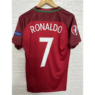 เสื้อกีฬาแขนสั้น ลายทีมชาติฟุตบอล Portugal RONALDO 2016 ชุดเหย้า คุณภาพสูง สไตล์เรโทร