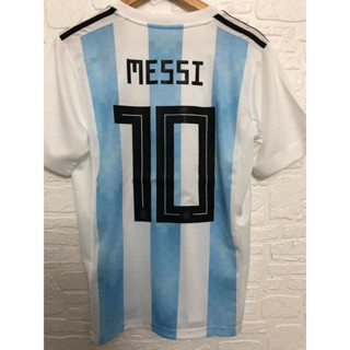 เสื้อกีฬาแขนสั้น ลายทีมชาติฟุตบอล Argent-tina MESSI 2018 ชุดเหย้า คุณภาพสูง สไตล์เรโทร