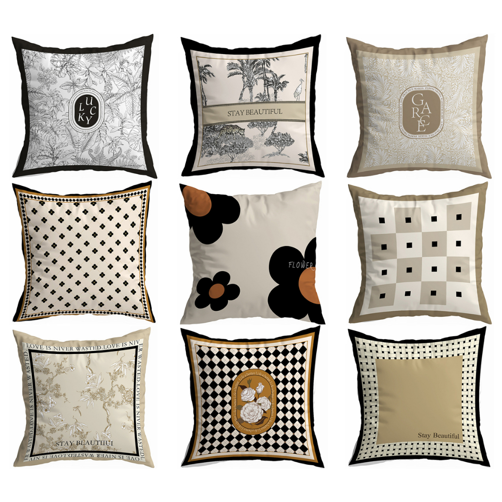 <COD> ปลอกหมอน ผ้าฝ้าย ลายเรขาคณิต ดอกไม้ สีเบจ ขนาด 40×40.45×45.50×50.60×60.70×70ปลอกหมอนอิง หรูหรา สําหรับตกแต่งโซฟา เตียง