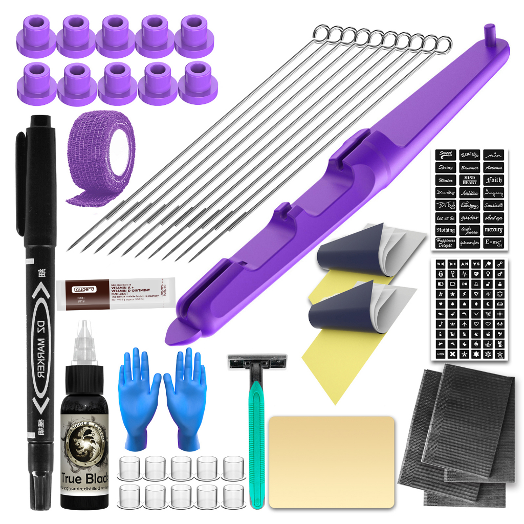 ชุดสัก, Wormhole Tattoo Poke และ Stick Kit Stick n Poke Tattoo Kit Hand Stick ชุดปากกา DIY Tattoo ชุดเครื่องมือคู่มือ Tattoo Kit