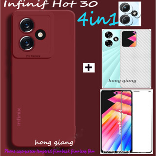 4in1 เคสโทรศัพท์ซิลิโคน สีแคนดี้ พร้อมฟิล์มกระจกนิรภัย และฟิล์มเลนส์ สําหรับ Infinix Hot 30 30i 30 play 20 20s 20 play 11 play