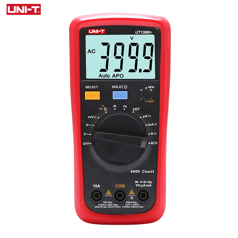 UNI-T UT136B+ UT136C+ 1000V 10A เครื่องทดสอบมัลติมิเตอร์ดิจิทัล AC DC โวลต์มิเตอร์ แอมมิเตอร์ โอห์ม 