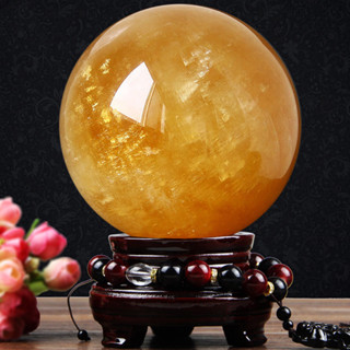 70 มม.สีเหลืองธรรมชาติไอซ์แลนด์ Spar หินคริสตัลทรงกลม Healin…