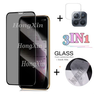 3in1 ฟิล์มกระจกนิรภัย เพื่อความเป็นส่วนตัว สําหรับ Tecno Spark 10 pro 7 pro Spark GO 2023 Privacy Glass Film Infinix Hot 9 pro ฟิล์มกระจกนิรภัย ป้องกันแสงสีฟ้า + ฟิล์มเลนส์กล้อง + ฟิล์มด้านหลัง