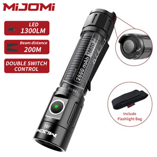 Mijomi J81 ไฟฉายยุทธวิธี สวิตช์คู่ สว่างมาก 1200lumens, Type-c Compact LED Torch, กันน้ํา IP68 Ourdoor