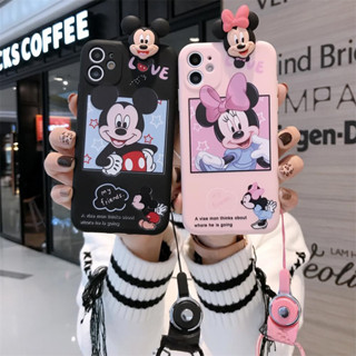 เคสโทรศัพท์มือถือแบบนิ่ม ลายการ์ตูนมิกกี้ มินนี่เมาส์ พร้อมสายคล้อง สําหรับ Samsung Galaxy A54 A34 A23 A72 A52 A52S A73 A33 A53 A13 A71 A11 A21S A50S A30 A32 A22 A12