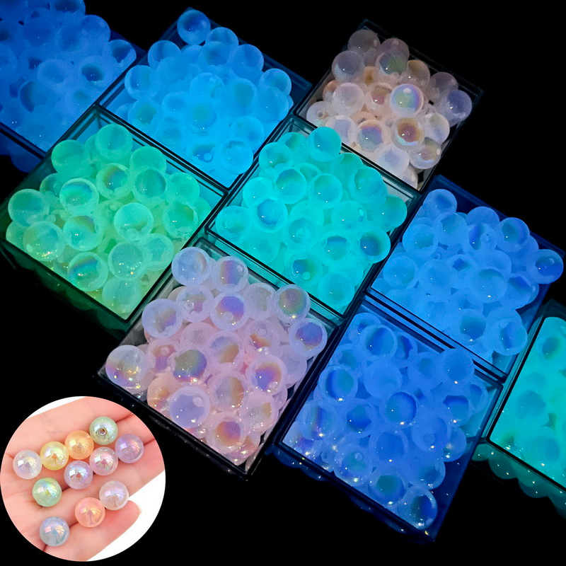 [12 มม.] 5 ชิ้นที่มีสีสันส่องสว่างรอบลูกปัดสีกระพริบเล็กน้อยลูกปัดลูกอม ทําเอง ทําสร้อยข้อมือ/พวงกุญแจจี้วัสดุ