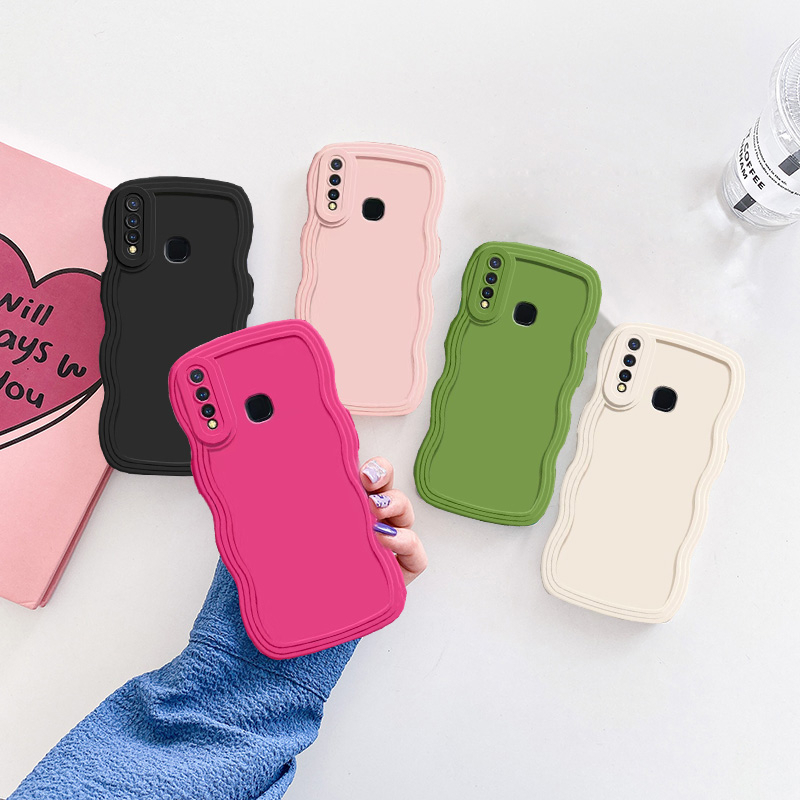 Vivo Y17 Y12i Y13 Y3 V15 S1 Pro Y19 V9 Y95 Y93 Wave กันชนสีลูกกวาด Soft TPU Case Cover
