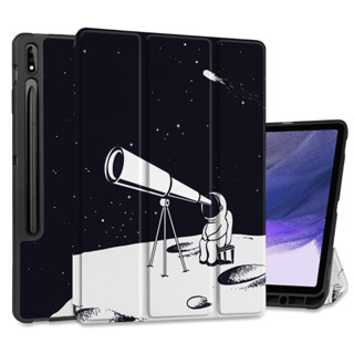 เคสหนัง PU ฝาพับ พร้อมขาตั้ง ตั้งหลับอัตโนมัติ สําหรับ Samsung Galaxy Tab S8 S7 Plus 12.4 นิ้ว 2022 2020 Tab S7 FE 2021 Model X800 X806 T970 T976 T978 T930 T933