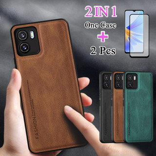 2 IN 1 เคสโทรศัพท์หนัง หรูหรา พร้อมฟิล์มกระจกนิรภัย โค้ง สําหรับ VIVO Y15S Y15A