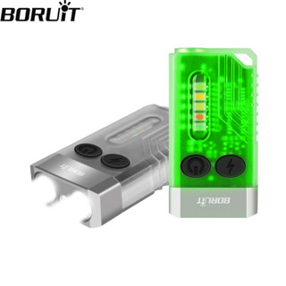 Boruit V10 EDC พวงกุญแจไฟฉาย LED เรืองแสง Type-C ชาร์จได้ 365nm UV V3 Plus สําหรับตั้งแคมป์