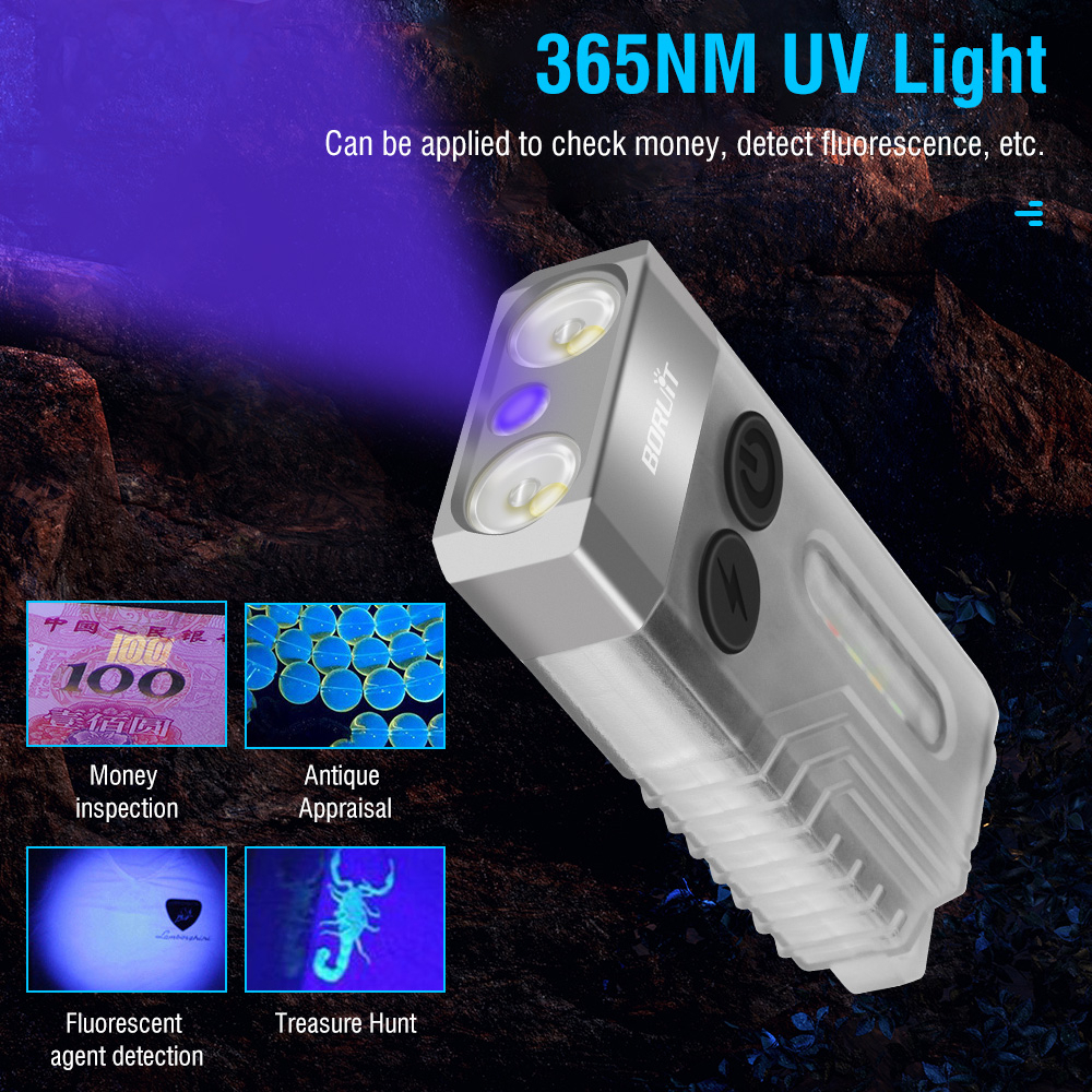 Boruit V10 พวงกุญแจไฟฉาย LED EDC Type-C แบบแม่เหล็ก 365nm UV ชาร์จซ้ําได้ ราคา ถูกที่สุด ดีลบีเคเค แกลเลอรีภาพที่ 3