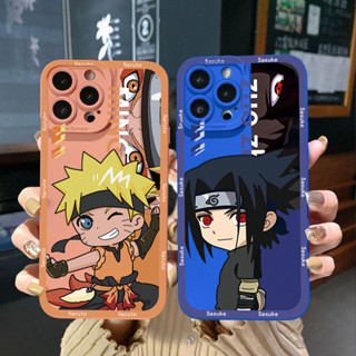 เคสโทรศัพท์มือถือ ขอบสี่เหลี่ยม ลายนารูโตะ Sasuke สําหรับ iPhone 14 Plus 13 Pro Max 12 iPhone 11 XR 8 7 SE 2022