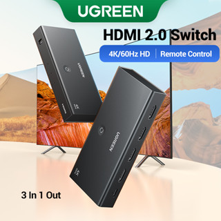 Ugreen HDMI 2.0 สวิตช์ 4K60HZ HDR 3 IN 1 OUT HDMI Splitter Dual พร้อมจอแสดงผล สําหรับแล็ปท็อป PS5 Switch