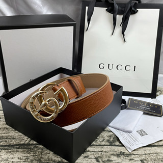 Gucci เข็มขัดหนังวัวแท้ หัวเข็มขัดอัตโนมัติ สไตล์นักธุรกิจ สําหรับผู้ชาย