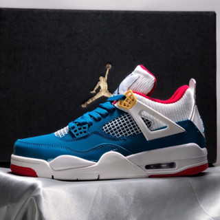 Air Jordan 4 Blue white red Ni**ke รองเท้ากีฬา รองเท้าบาสเก็ตบอล สําหรับผู้ชาย