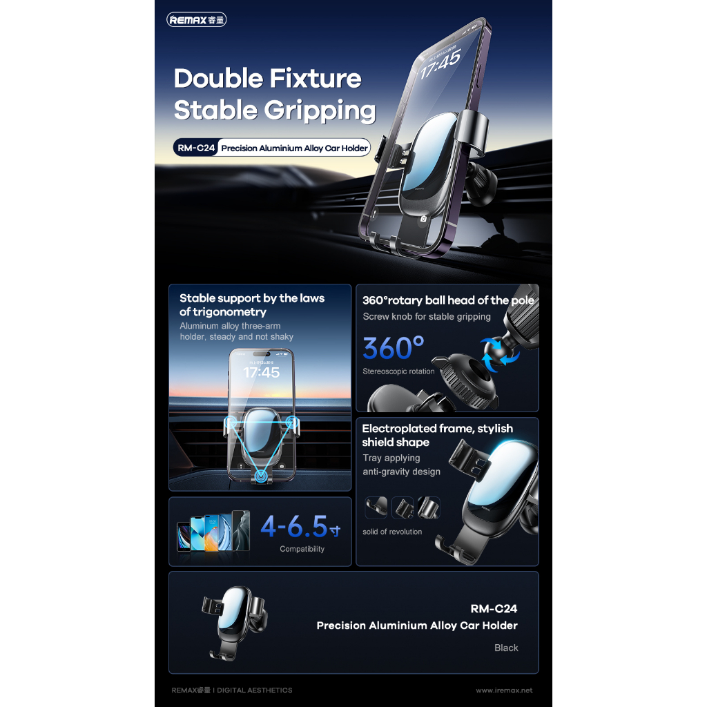 Remax RM-C42 ที่วางอลูมิเนียมอัลลอยด์ สําหรับรถยนต์ - remax.th - ThaiPick