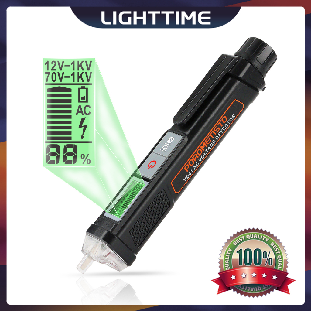 Porometisto VD01 ปากกาทดสอบแรงดันไฟฟ้า 12-1000V ไม่สัมผัส ปากกาทดสอบแรงดันไฟฟ้าดิจิทัล AC เครื่องตรวจจับแรงดันไฟฟ้า กันน้ํา / กันฝุ่น / กันตก / แถบอะนาล็อก + เปอร์เซ็นต์ความแม่นยํา
