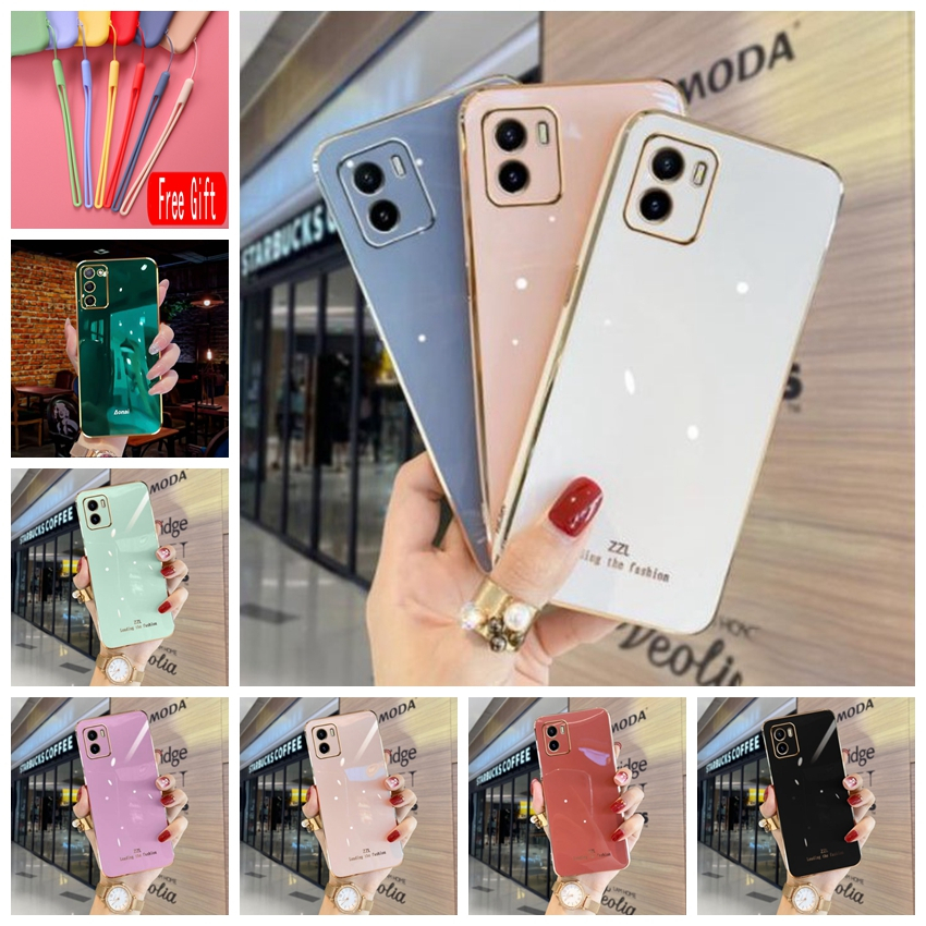 Straight Edge 90° Case For Vivo Y77 Y77E V11 V11PRO V20SE T1 4G Y02S Y85 V9 Phone Case soft casing Coated cover