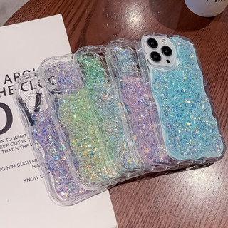 บิดเบือนเส้นขอบ ที่เป็นประกาย สีเรืองแสง เคสไอโฟน 11 Pro Max iPhone Xs Max Xr X 8 6 7 Plus 6S Case ใหม่ ป้องกันการตก นุ่ม เคส