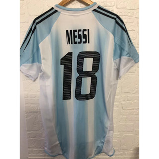 เสื้อกีฬาแขนสั้น ลายทีมชาติฟุตบอล Argentin 2004 ชุดเหย้า สไตล์เรโทร คุณภาพสูง