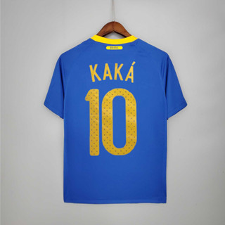 เสื้อกีฬาแขนสั้น ลายทีมชาติฟุตบอล Brazil KAKA 2010 คุณภาพสูง สไตล์เรโทร