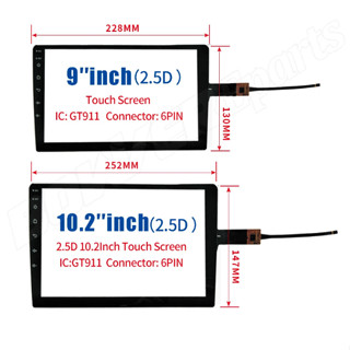 กระจกหน้าจอสัมผัส 2.5D 9 นิ้ว 10.1 นิ้ว สําหรับเครื่องเล่นวิทยุ สเตอริโอ Android