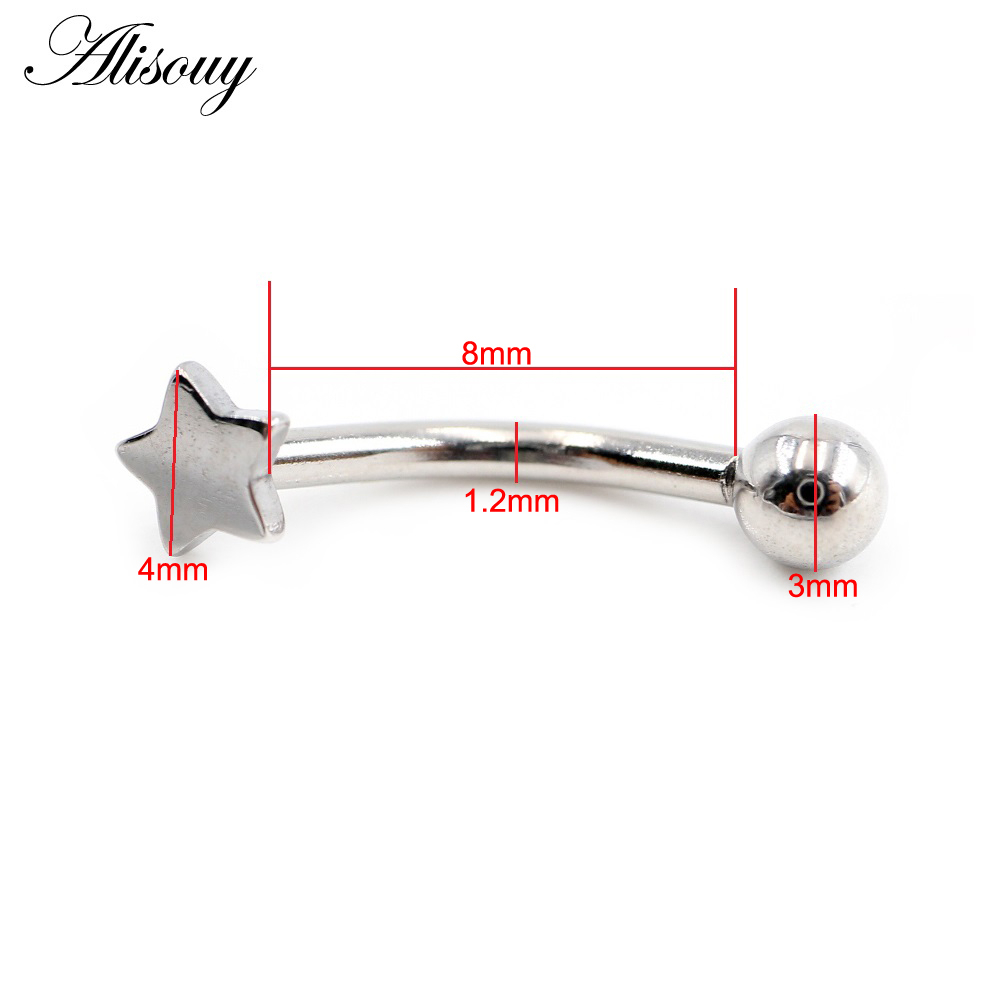 Alisouy 2 ชิ้น หัวใจ ไม้กางเขน ดาว ดอกไม้ สเตนเลส เพทาย CZ คิ้ว โค้ง ลิป แหวน สบาย เดธ เฮลิกซ์ ต่างหู เจาะ เครื่องประดับ ราคา ถูกที่สุด ดีลบีเคเค แกลเลอรีภาพที่ 6