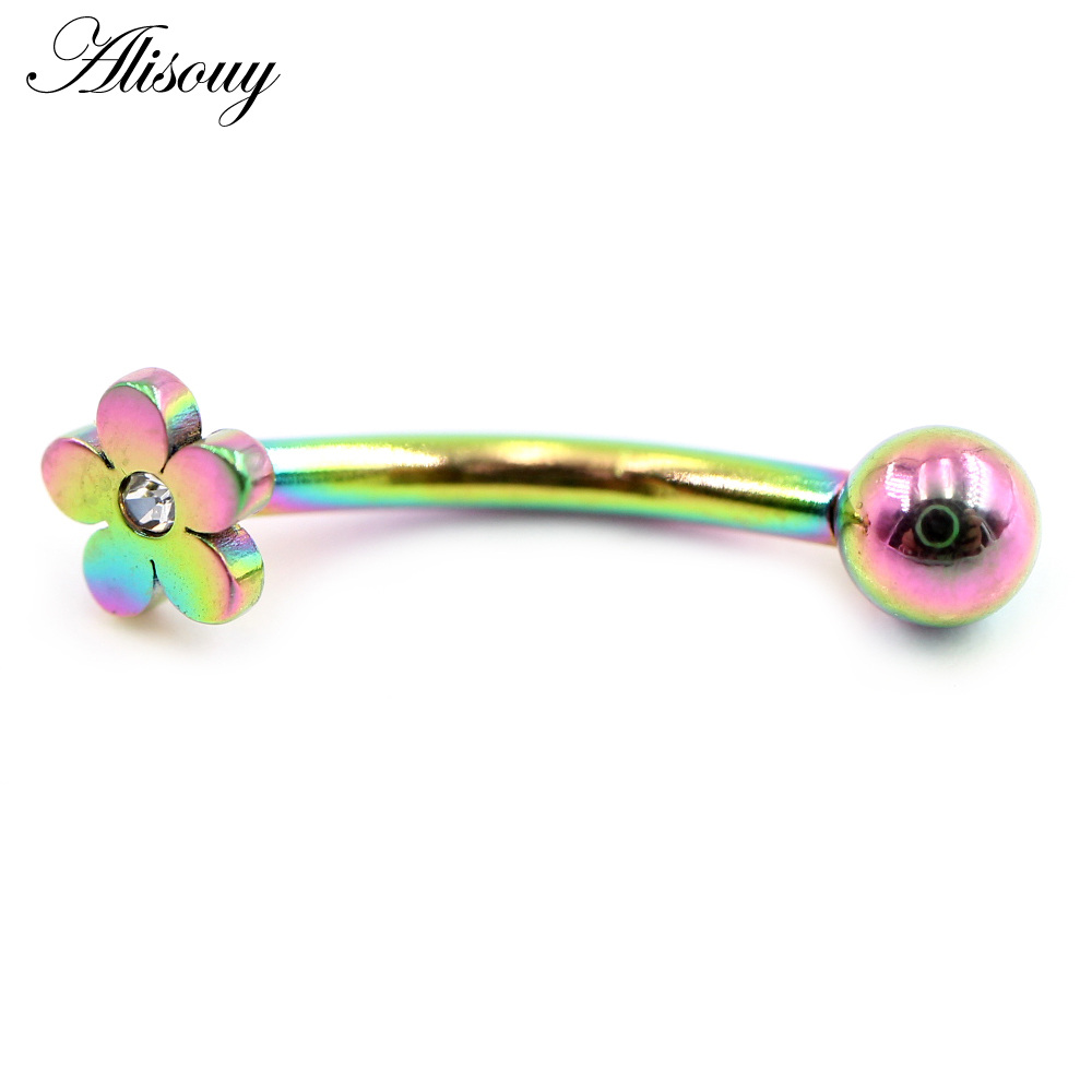 Alisouy 2 ชิ้น หัวใจ ไม้กางเขน ดาว ดอกไม้ สเตนเลส เพทาย CZ คิ้ว โค้ง ลิป แหวน สบาย เดธ เฮลิกซ์ ต่างหู เจาะ เครื่องประดับ ราคา ถูกที่สุด ดีลบีเคเค แกลเลอรีภาพที่ 9