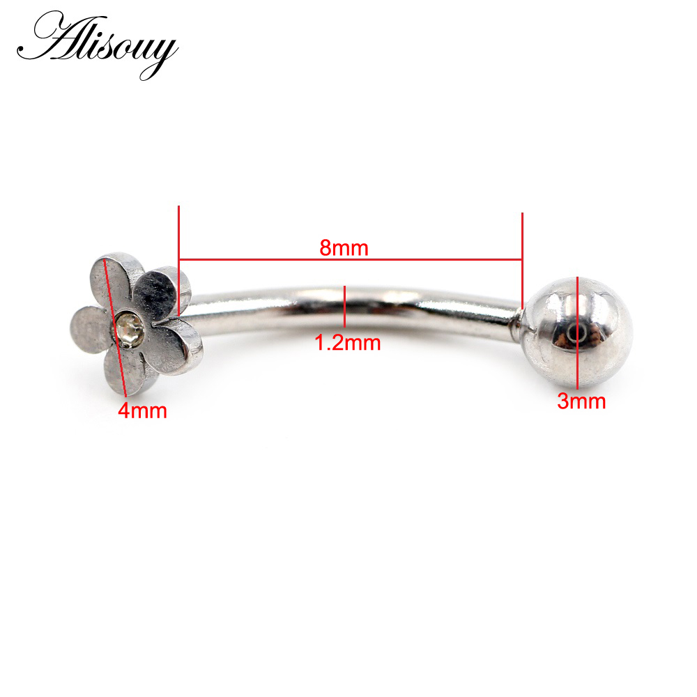 Alisouy 2 ชิ้น หัวใจ ไม้กางเขน ดาว ดอกไม้ สเตนเลส เพทาย CZ คิ้ว โค้ง ลิป แหวน สบาย เดธ เฮลิกซ์ ต่างหู เจาะ เครื่องประดับ ราคา ถูกที่สุด ดีลบีเคเค แกลเลอรีภาพที่ 8