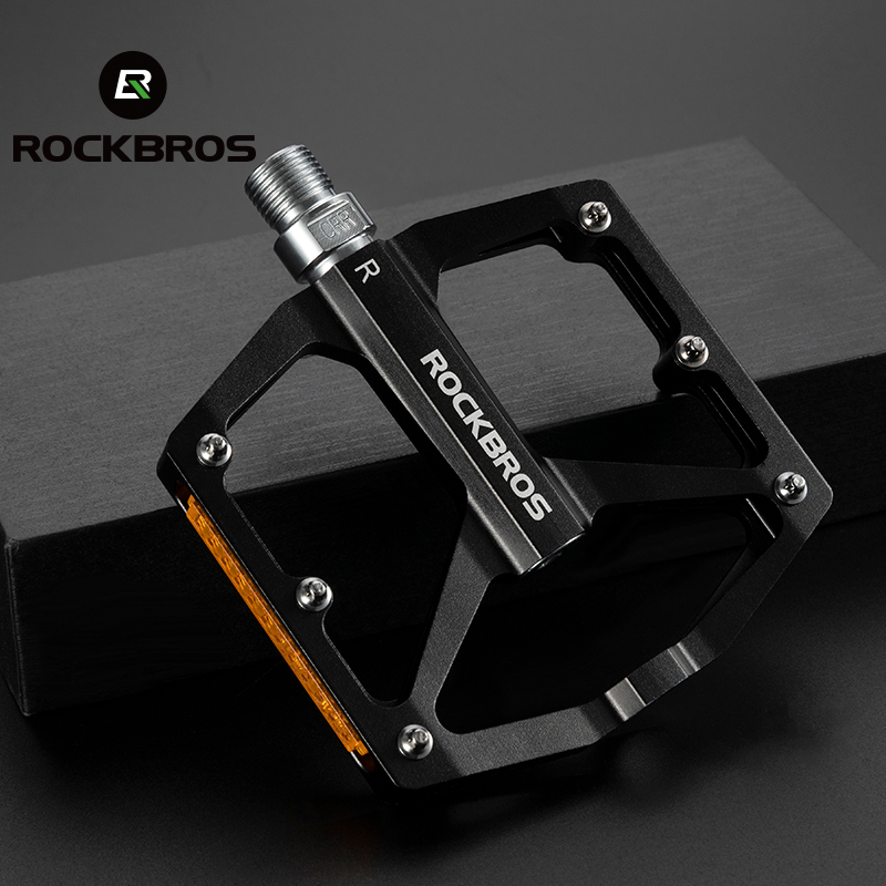 ROCKBROS ที่เหยียบจักรยาน อลูมิเนียมอัลลอย พร้อมตลับลูกปืนสะท้อนแสง สําหรับปั่นจักรยาน MTB