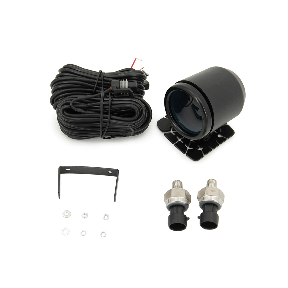 52 มม.Dual Red & Blue จอแสดงผล LED Air Suspension Gauge ความดันอากาศ Guage LED ดิจิตอล 2 ชิ้น 1/8NPT เซ็นเซอร์ยาว 5 เมตรและผู้ถือหมุน