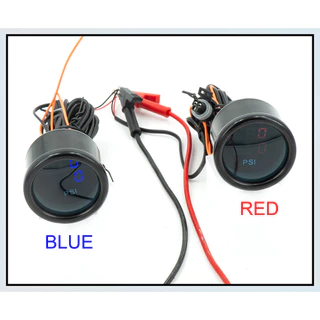 52 มม.Dual Red & Blue จอแสดงผล LED Air Suspension Gauge ความดันอากาศ Guage LED ดิจิตอล 2 ชิ้น 1/8NPT เซ็นเซอร์ยาว 5 เมตรและผู้ถือหมุน