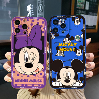 เคสป้องกันโทรศัพท์มือถือ ขอบสี่เหลี่ยม ลายมิกกี้ มินนี่เมาส์ สีม่วง สําหรับ iPhone 14 Plus 13 Pro Max 12 iPhone 11 XR 8 7 SE 2022