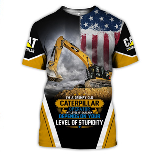 เสื้อยืดลําลอง แขนสั้น คอกลม พิมพ์ลาย Cat Excavator 3 มิติ เหมาะกับการเล่นกีฬา แฟชั่นฤดูร้อน สําหรับผู้ชาย