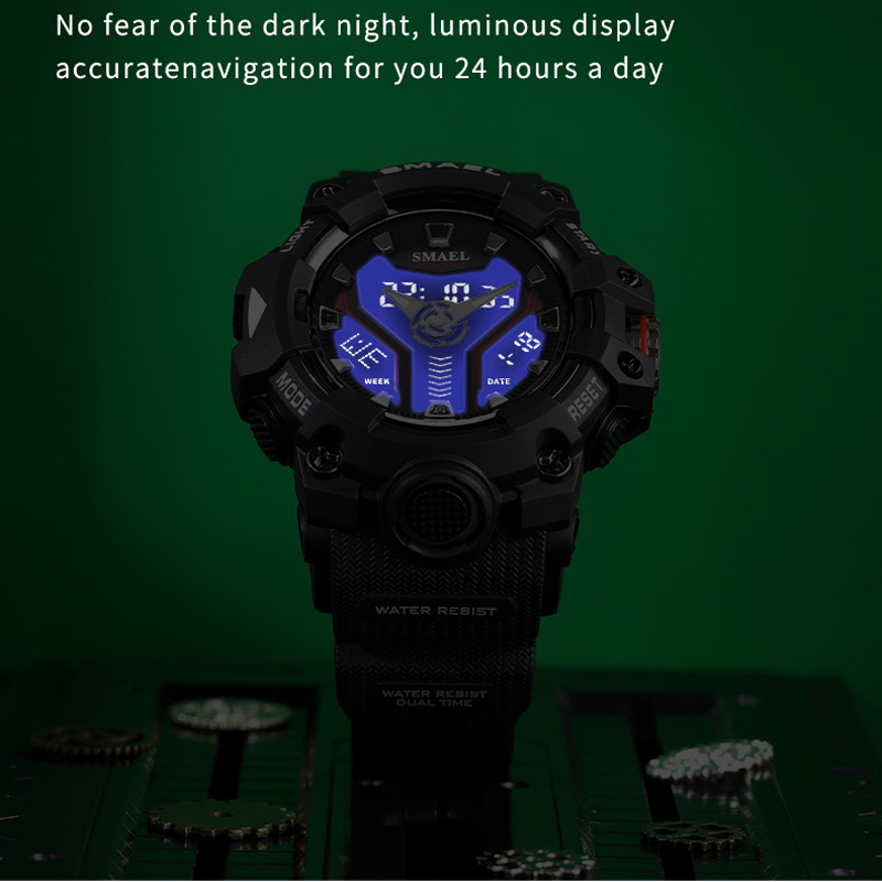 Smael ใหม่ นาฬิกาข้อมือสปอร์ต มีไฟ Led 8075 กันน้ํา กันกระแทก สําหรับผู้ชาย - รูปที่ 5